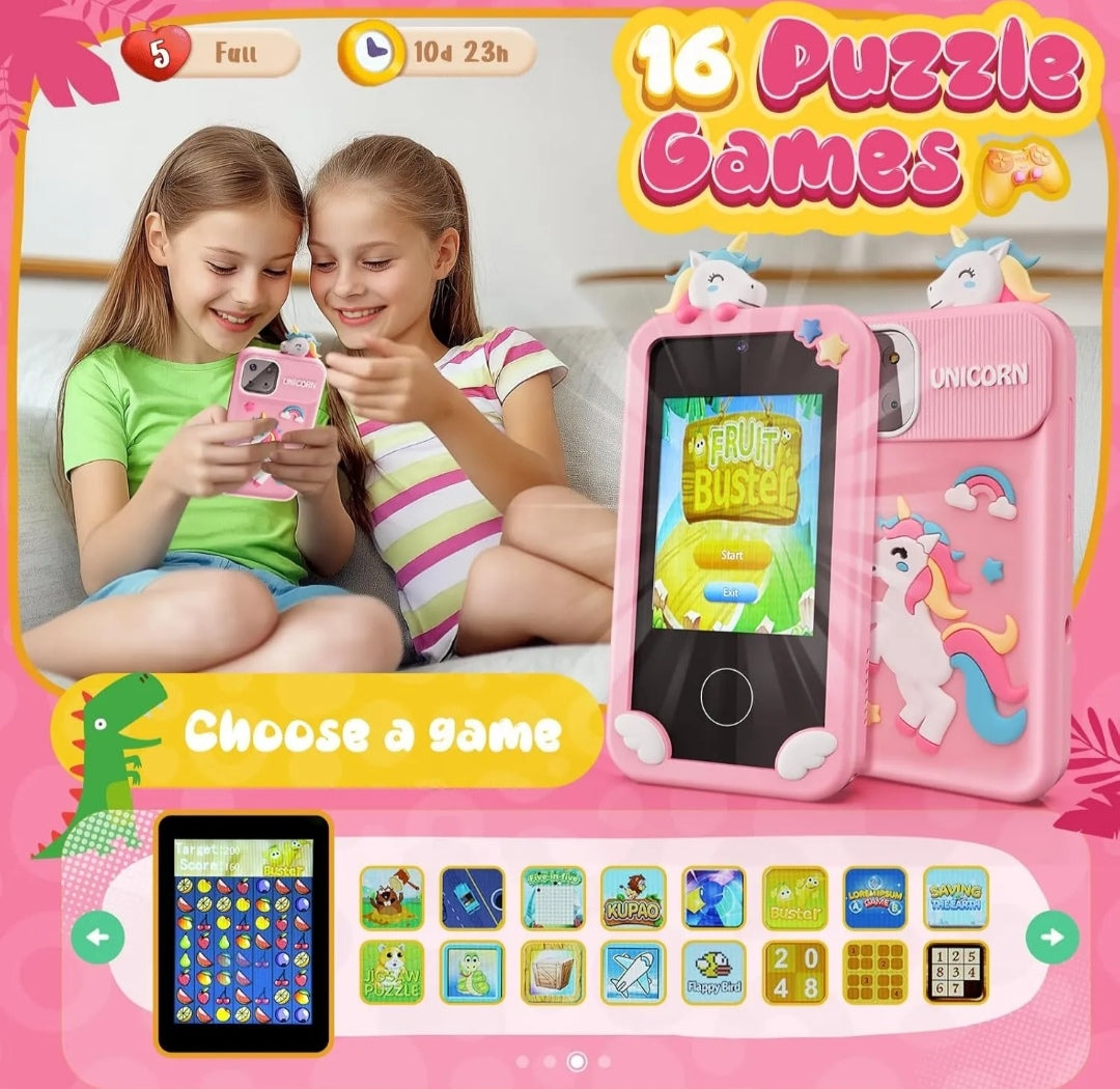 Teléfono Inteligente de Juguete Multifuncional para Niños – Con Cámara HD, Juegos y Aprendizaje