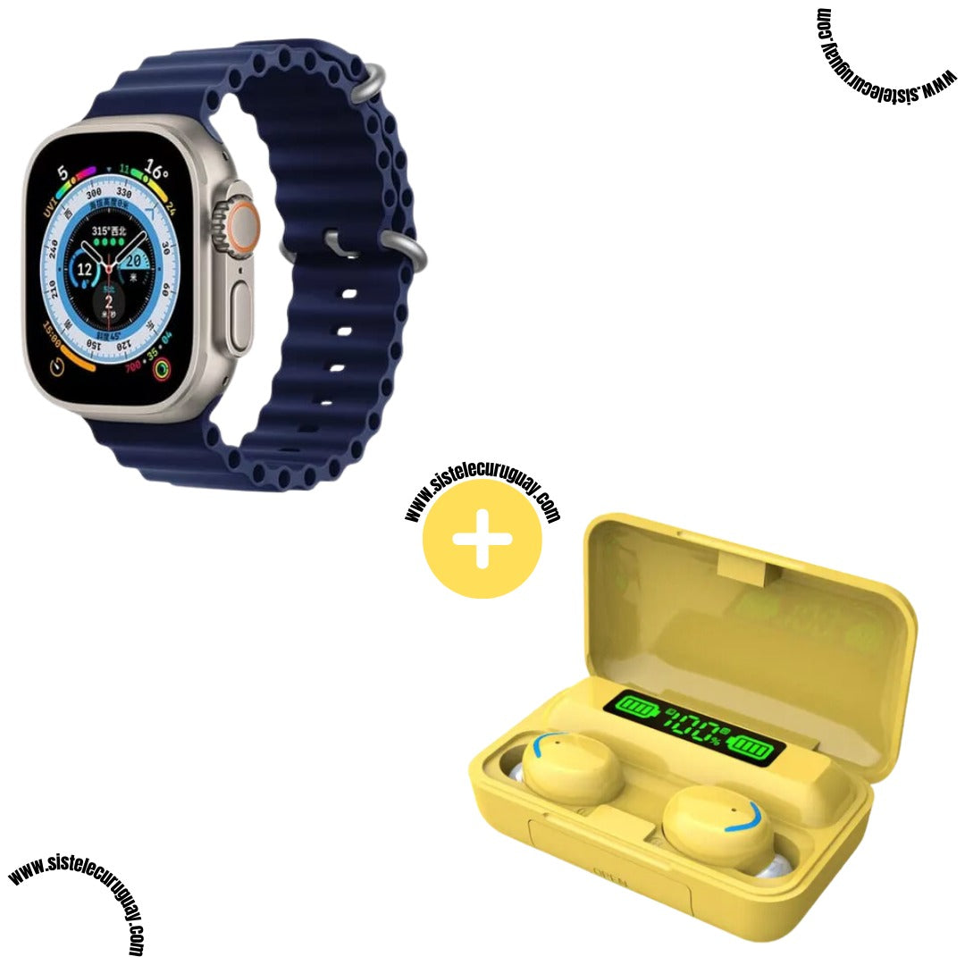 Smartwatch T900 Ultra 2 + Auriculares Inalámbricos F9