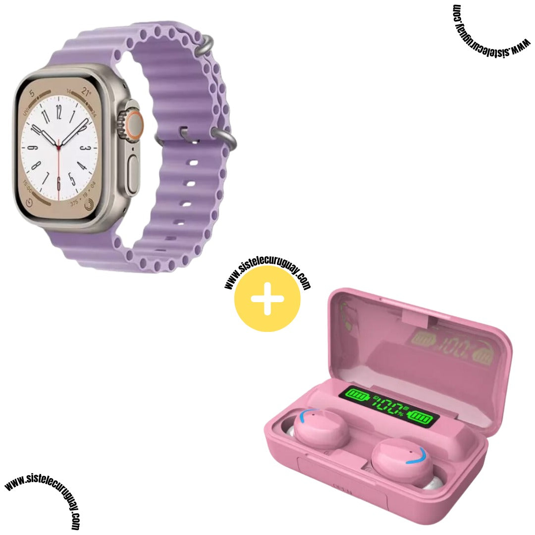 Smartwatch T900 Ultra 2 + Auriculares Inalámbricos F9