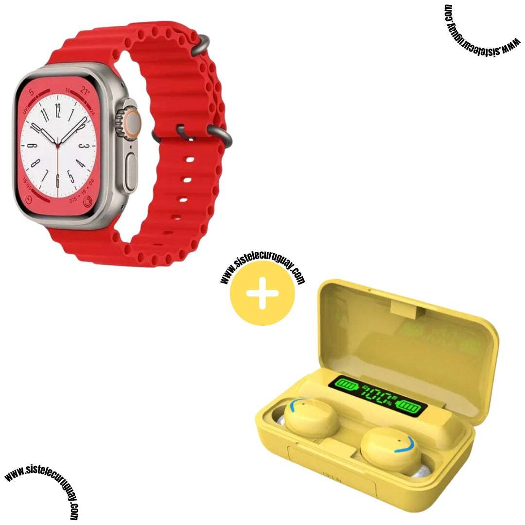 Smartwatch T900 Ultra 2 + Auriculares Inalámbricos F9
