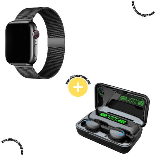 Smartwatch I8 pro max con malla de metal + auriculares inalámbricos f9